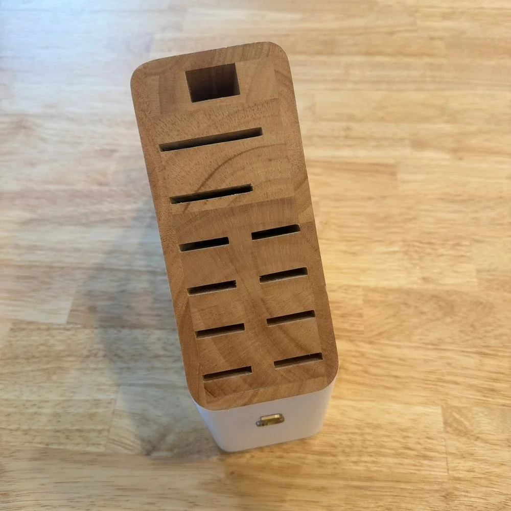 Beautiful by Drew Barrymore White Wood Knife Block ONLY Modern Kitchen Organizer